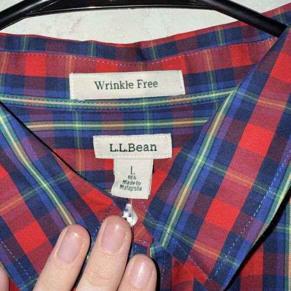 NWT LL Bean Men’s Wrinkle Free Long Sleeve Plaid Button Down Shirt Size Large - Picture 5 of 10